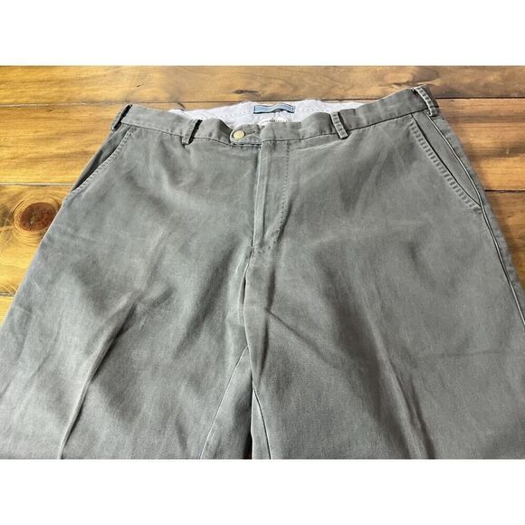 Peter Millar Pants Mens Size 36 Gray Pima Cotton Flat Front Cuffed Straight Leg - Picture 3 of 10